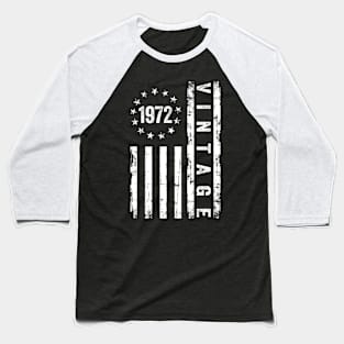 52 Years Old Gifts Vintage 1972 American Flag 52nd Birthday Baseball T-Shirt